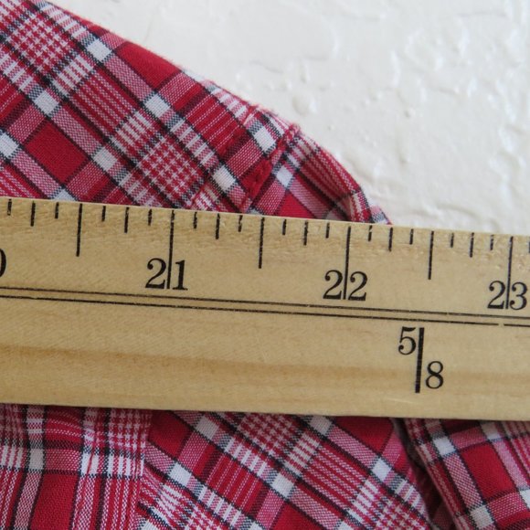 Chaps* Men's Short Sleeve Button Down Curved Hem Plaid Pocket Shirt~ Size XL - Picture 7 of 12